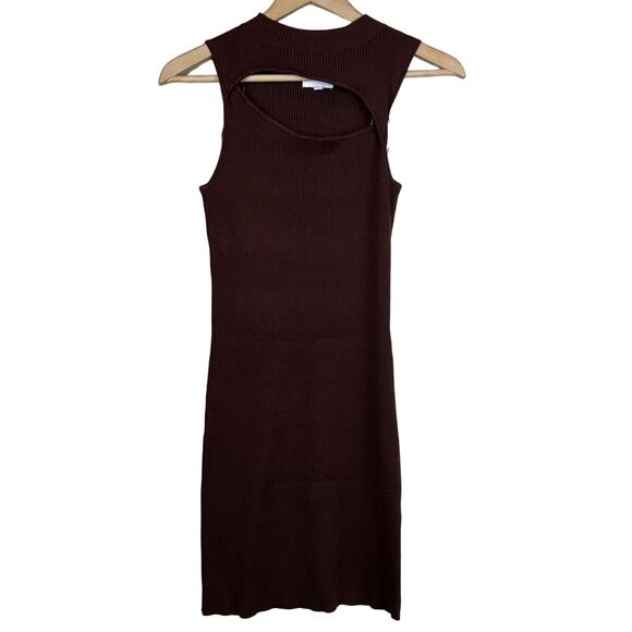Pink Rose Dress Medium Brown Bodycon Sleeveless Sweater Cutout Edgy‎ Glam - Picture 1 of 9